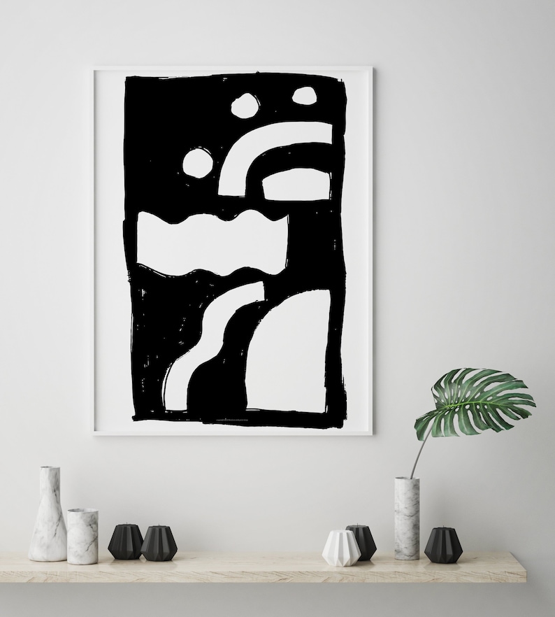 Noir et blanc grand muraux, sticker imprimable Etsy France