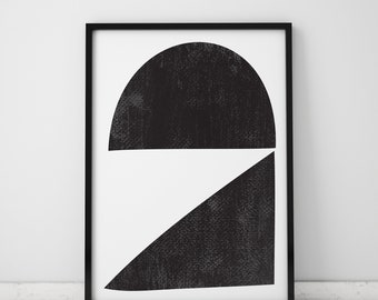 Instant Download Abstract Art Print, Black and White Printable Geometric Wall Art