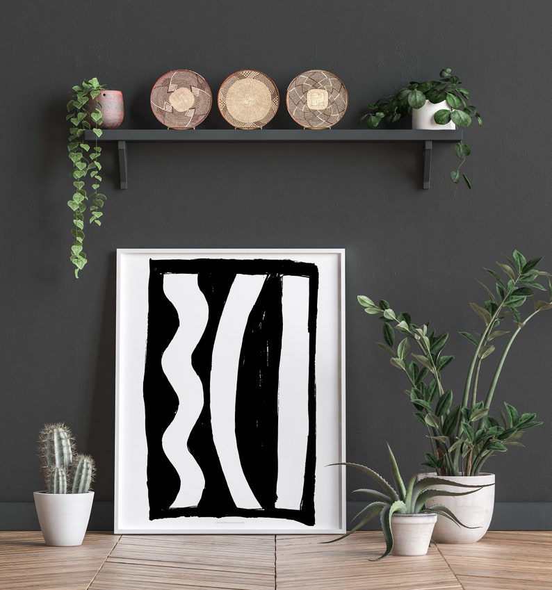 Black and White Modern Home Decor, Abstract Wall Decor Etsy