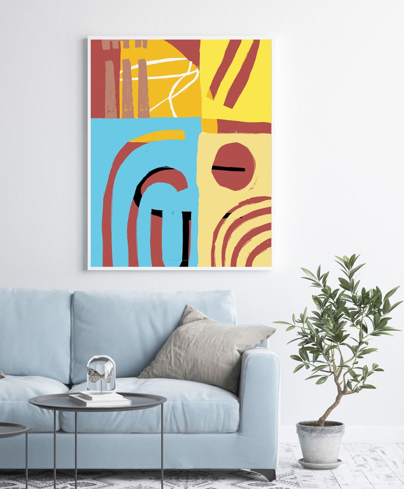 Printable Modern Wall Art, Red Modern Wall Decor - Etsy