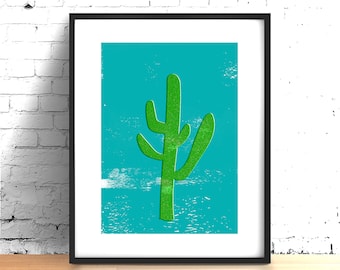 Digital Cactus Art Print, Botanical Print
