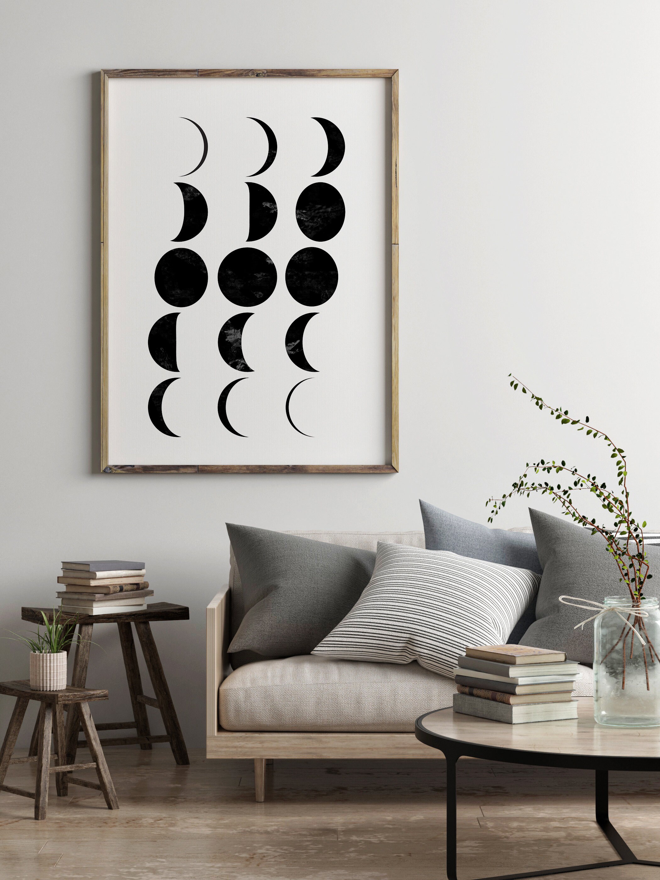 Minimalist Moon Phase Wall Art, Moon Phases Poster - Etsy