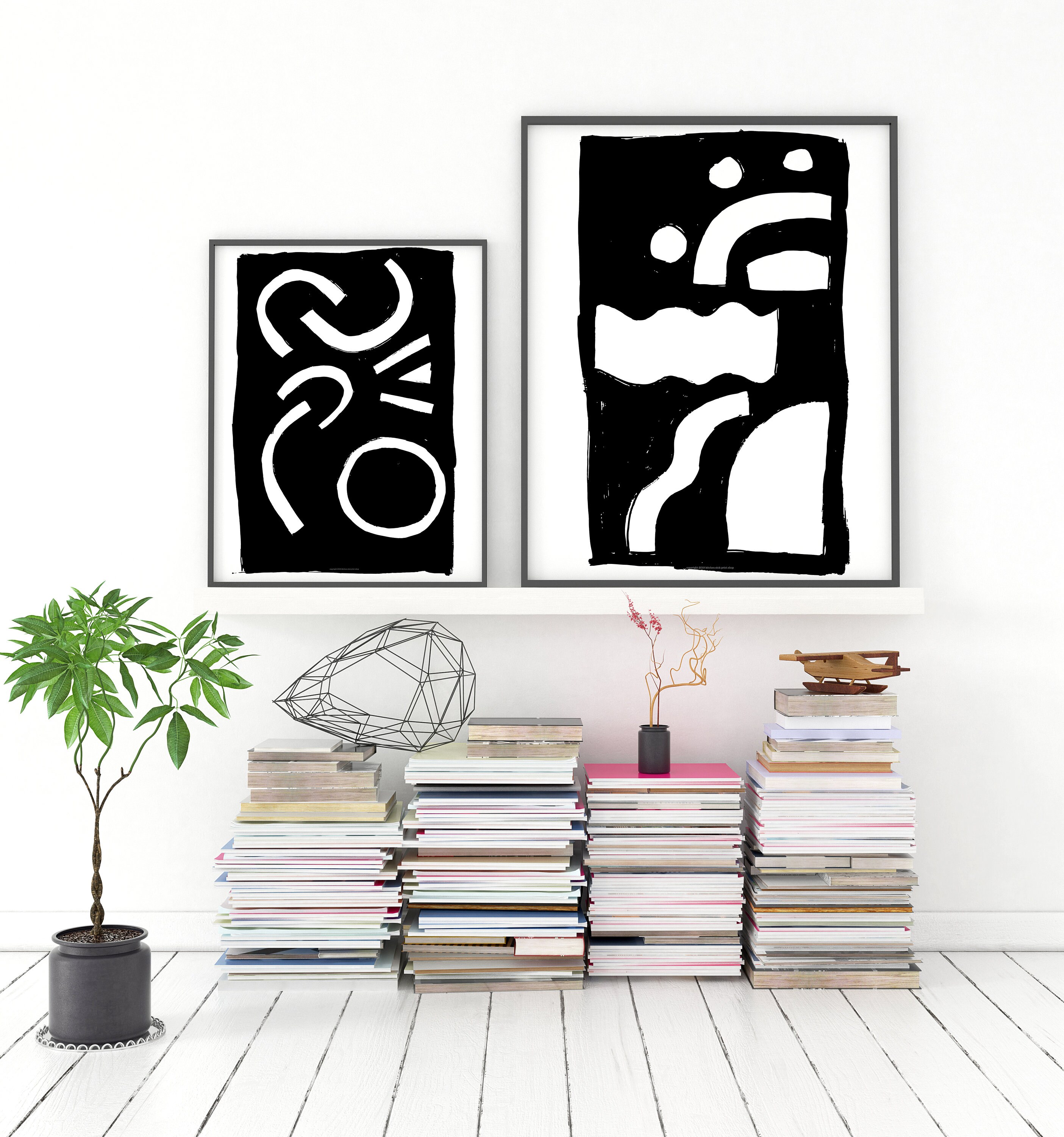 Large Abstract Wall Art, Black and White Printable Wall Art - Etsy