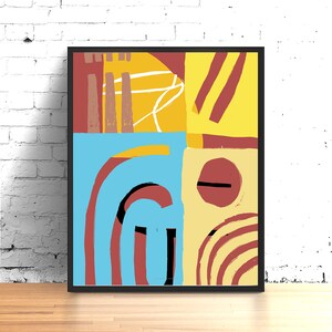 Printable Modern Wall Art, Red Modern Wall Decor - Etsy