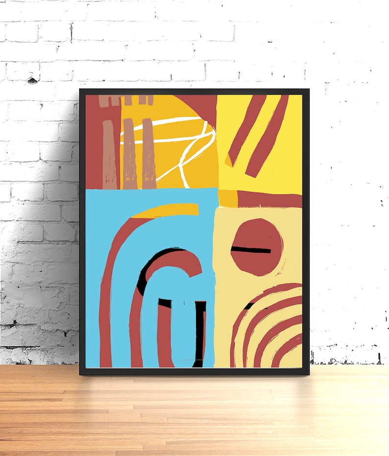 Printable Modern Wall Art, Red Modern Wall Decor Etsy