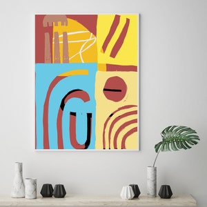 Printable Modern Wall Art, Red Modern Wall Decor - Etsy