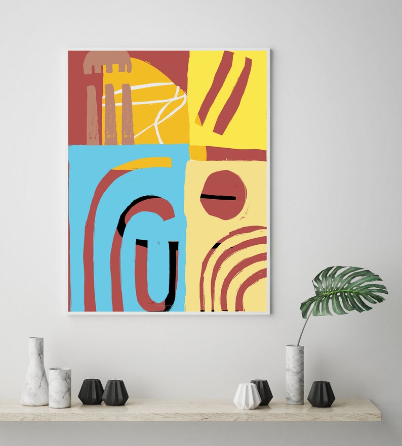 Printable Modern Wall Art, Red Modern Wall Decor Etsy