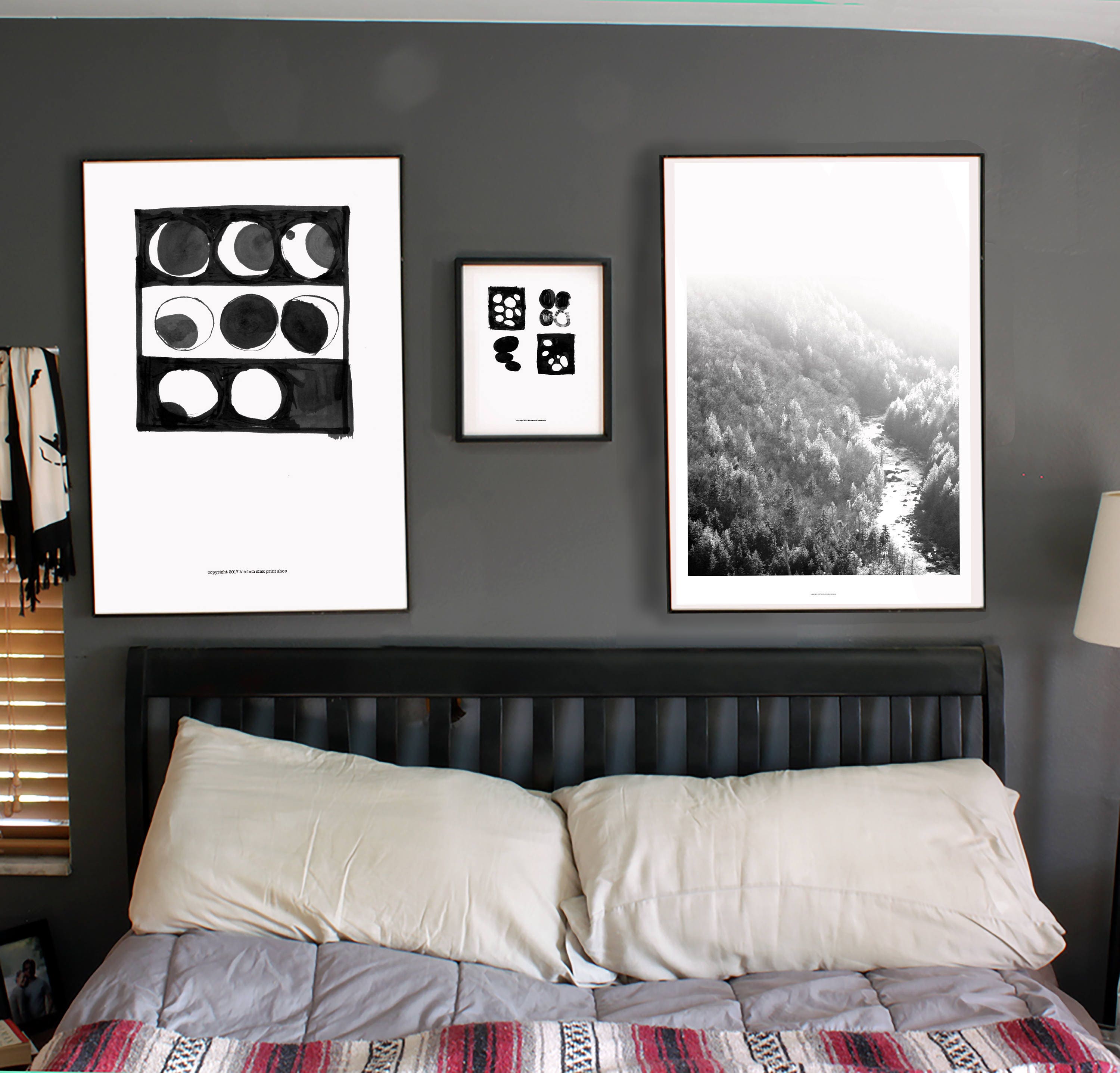 Black and White Dorm Decor Landscape Print Forest Print Minimalist ...