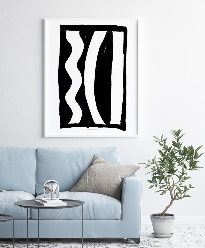 Black and White Modern Home Decor, Abstract Wall Decor Etsy