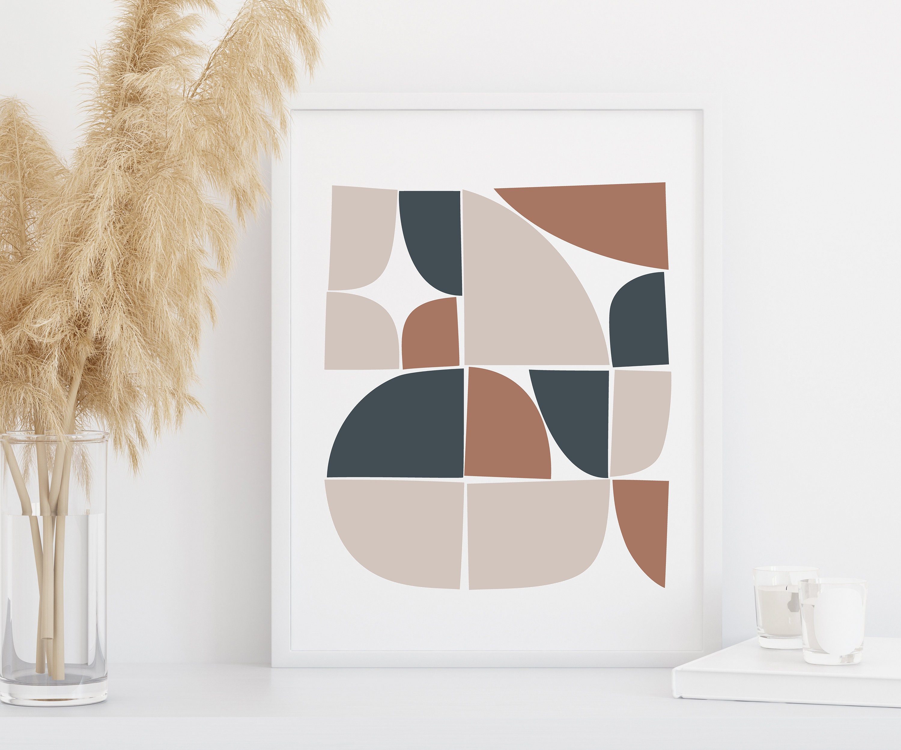 Mid Century Modern Abstract Art Print, Geometric Wall Art - Etsy