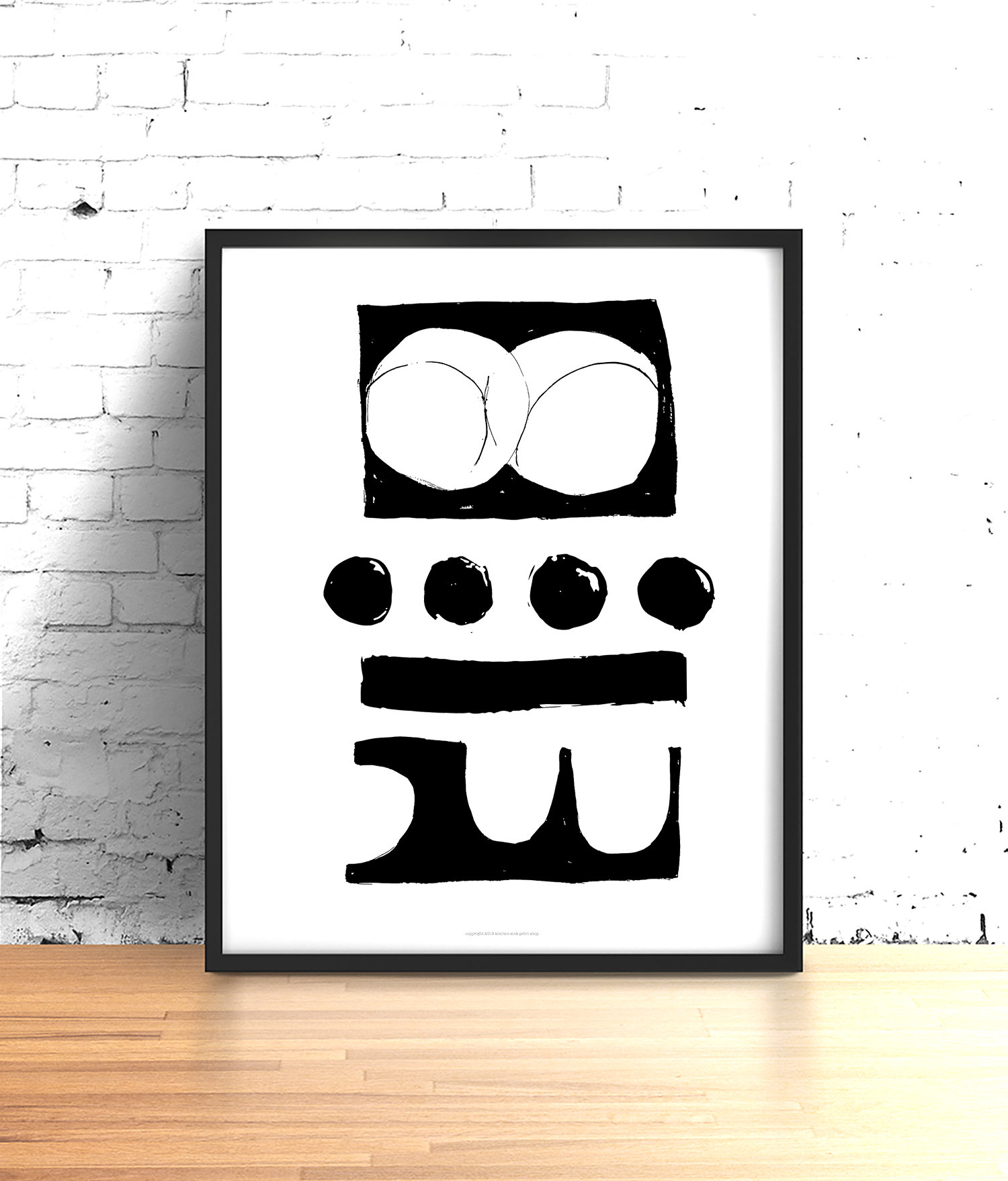 Scandinavian Modern Minimalist Black and White Abstract Art Print ...