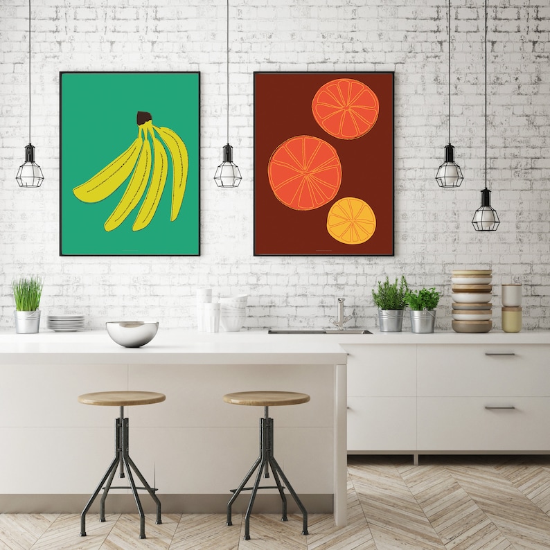 Kitchen Decor wall art, Banana wall art fruit print image 3