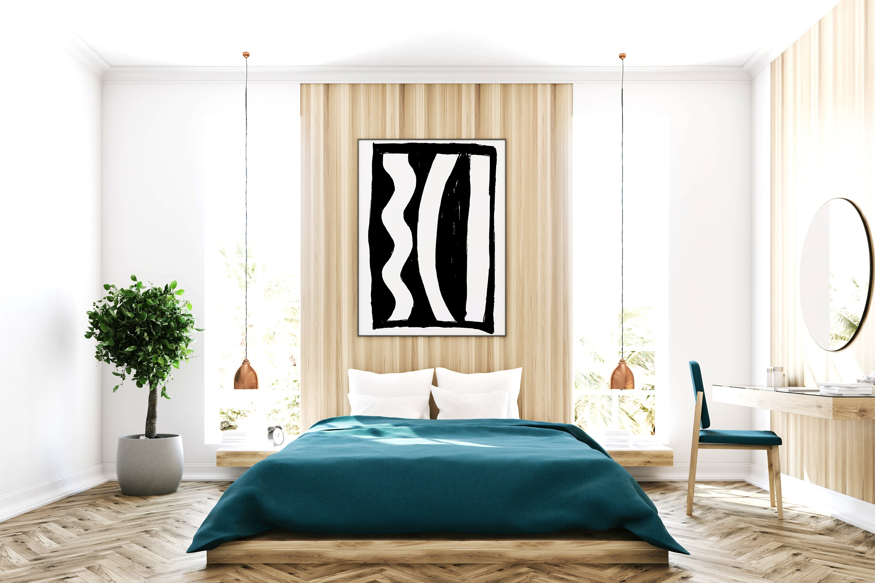 Black and White Modern Home Decor, Abstract Wall Decor Etsy