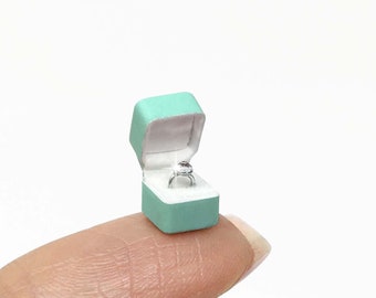Miniature Ring in Box Jewelry Gift Box Bag - 1/12 Dollhouse