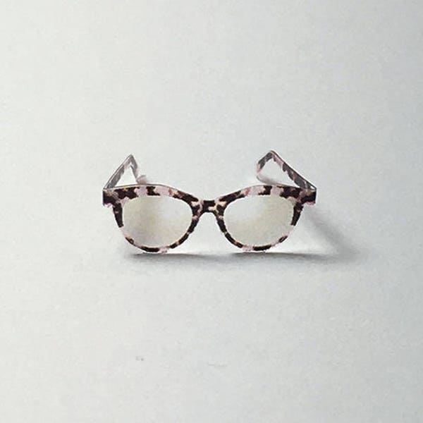 Lilly Pink Tortoise Shell Dollhouse Miniature Eyeglasses Eyewear Sunglasses 1:12 1/12 One Inch Scale