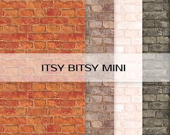 Dollhouse Peel Stick 4 Different Brick Flooring Wallpaper One Inch Scale