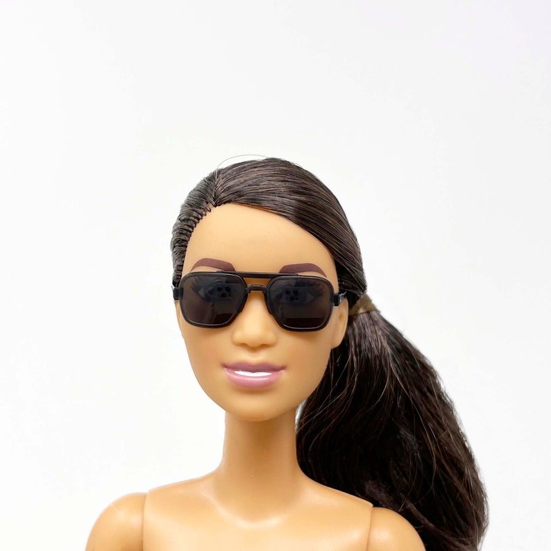 1/6 Scale Black Aviator Navigator Miniature Sunglasses for Action Figure | Fashion Royalty Integrity Toy Doll image 6