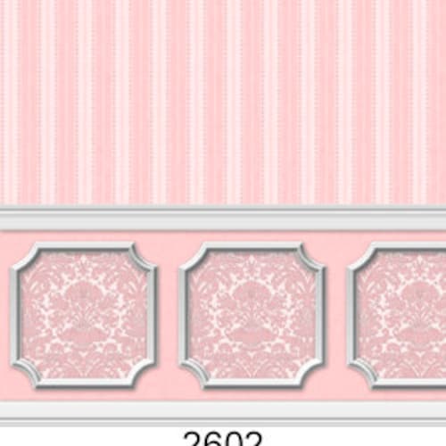 Dollhouse Peel Stick Miniature Wallpaper Damask Stripe Pink Etsy