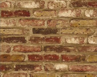 Dollhouse Peel Stick 4 Different Distressed Brick Flooring Wallpaper One Inch Scale