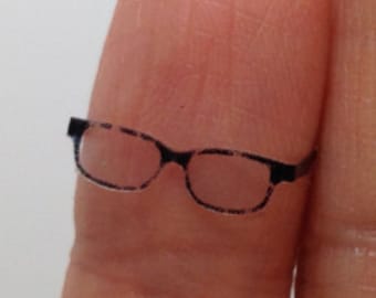 1:12 Black Tortoise Shell Eyeglasses - Dollhouse Miniature Eyewear Sunglasses One inch scale 1/12 MIS0032