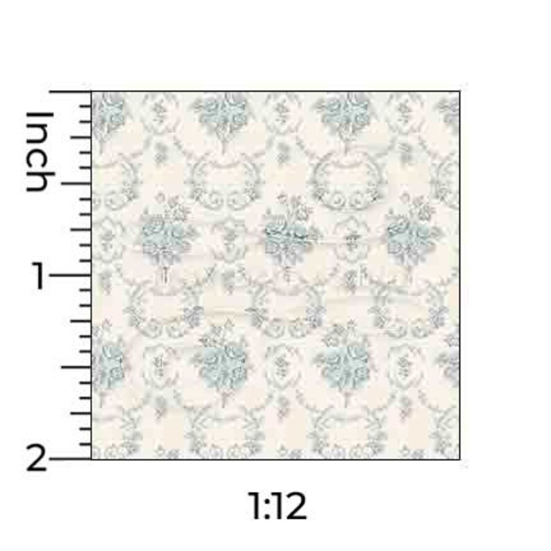 Dollhouse Peel Stick Miniature Wallpaper Floral Blue 1/6 - Etsy