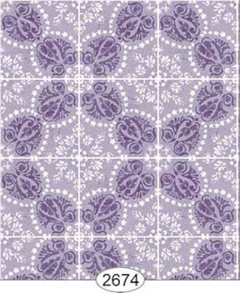 Dollhouse Peel Stick Miniature Wallpaper Floral Purple 1/12 Etsy