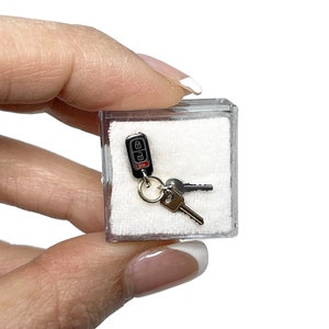 1/6 or 1:12 Dollhouse Miniature Modern Key Chain with Car Fob and Silver Metal Keys - One inch scale  - Free Ship