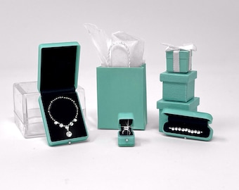 1:12 Miniature Ring in Box Jewelry Gift Box Bag - One inch Scale