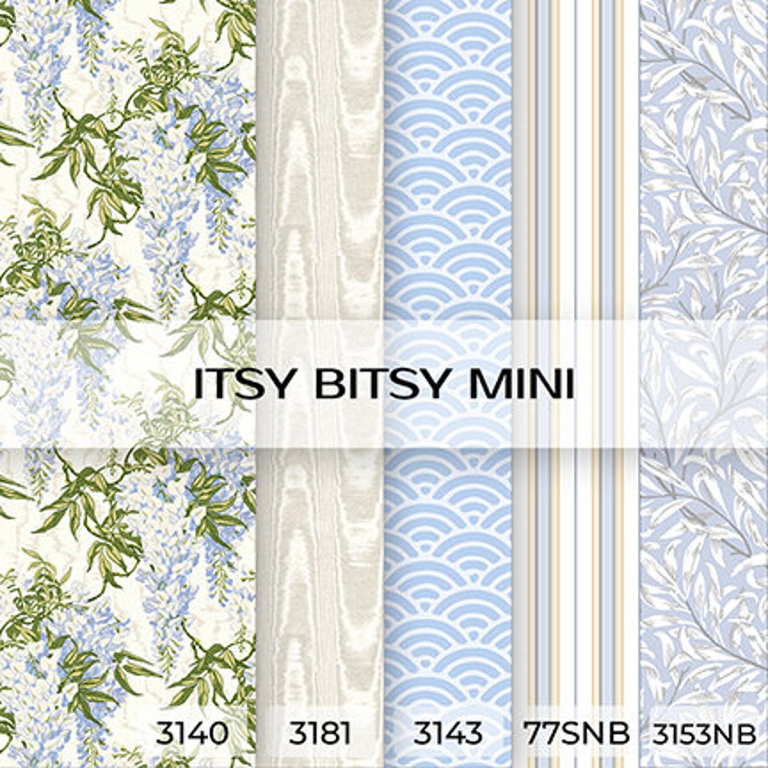 Dollhouse Peel Stick Miniature Wallpaper Floral Blue 1/6 Fashion Doll 1