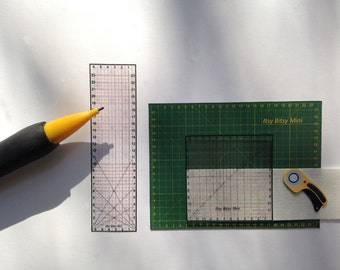 Dollhouse Miniature Quilting Sewing Rulers Cutting Pad Rotary Cutter, 1:12, 1/24
