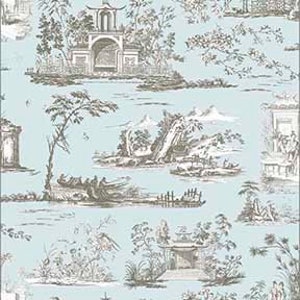 Rose Hill - Chinoiserie Toile Dollhouse Miniature Wallpaper - Multiple Colorways -  1/12 One Inch Scale