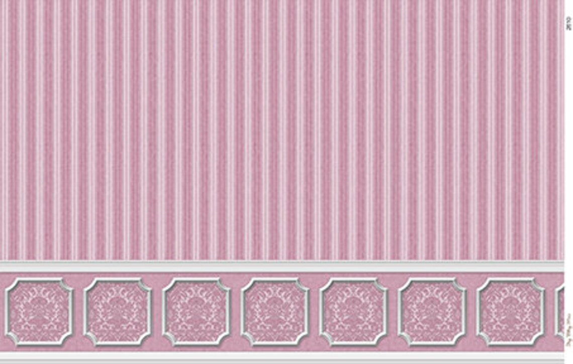 Dollhouse Peel and Stick Miniature Wallpaper Damask Stripe - Etsy