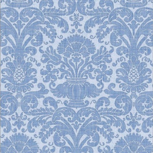 Tapeta miniaturowa domek dla lalek w paski w kolorze damasceńskim w kolorze niebieskim Serenity Wainscot