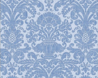 May include: Blue damask wallpaper with a white background and a subtle linen texture. The wallpaper features a repeating pattern of stylized floral motifs and a central vase design. The number 2342 is printed in the bottom right corner.