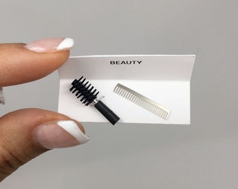 NEW! Dollhouse Miniature Makeup Round Hair Brush and Comb - One Inch Scale 1:12 1/12