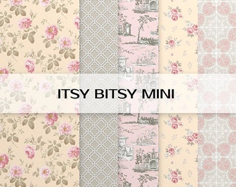 Papel pintado floral para casa de muñecas - Peel Stick - Escala 1/12 - Escala 1:6