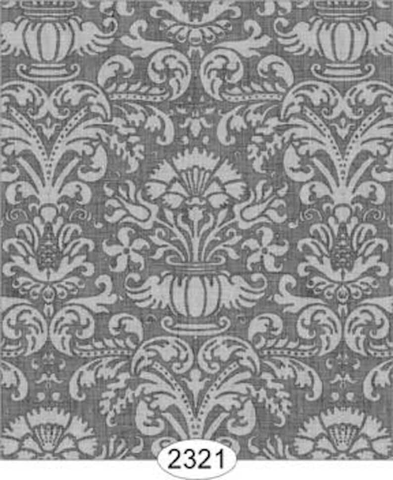 Dollhouse Miniature Wallpaper Damask Stripe Gray Wainscot Etsy