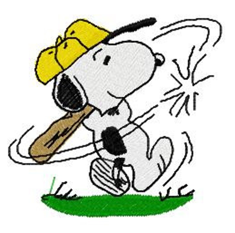 Snoopy jugando béisbol deportes diseño de bordado descargar Etsy