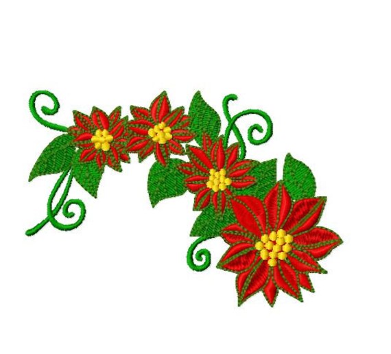 Format Pes 10 Dessins Poinsettia De Noël Fleur Machine Broderie Design Pack