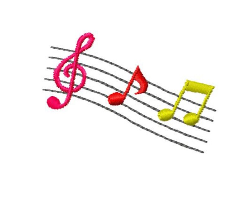 Musical Notes Embroidery Design Instant Download 4x4 Hoop Etsy