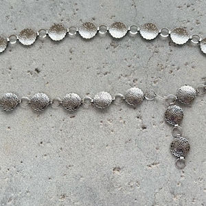 Vintage Silver Concho Belt Southwestern Sterling Link Belt Floral Design Concho Chain