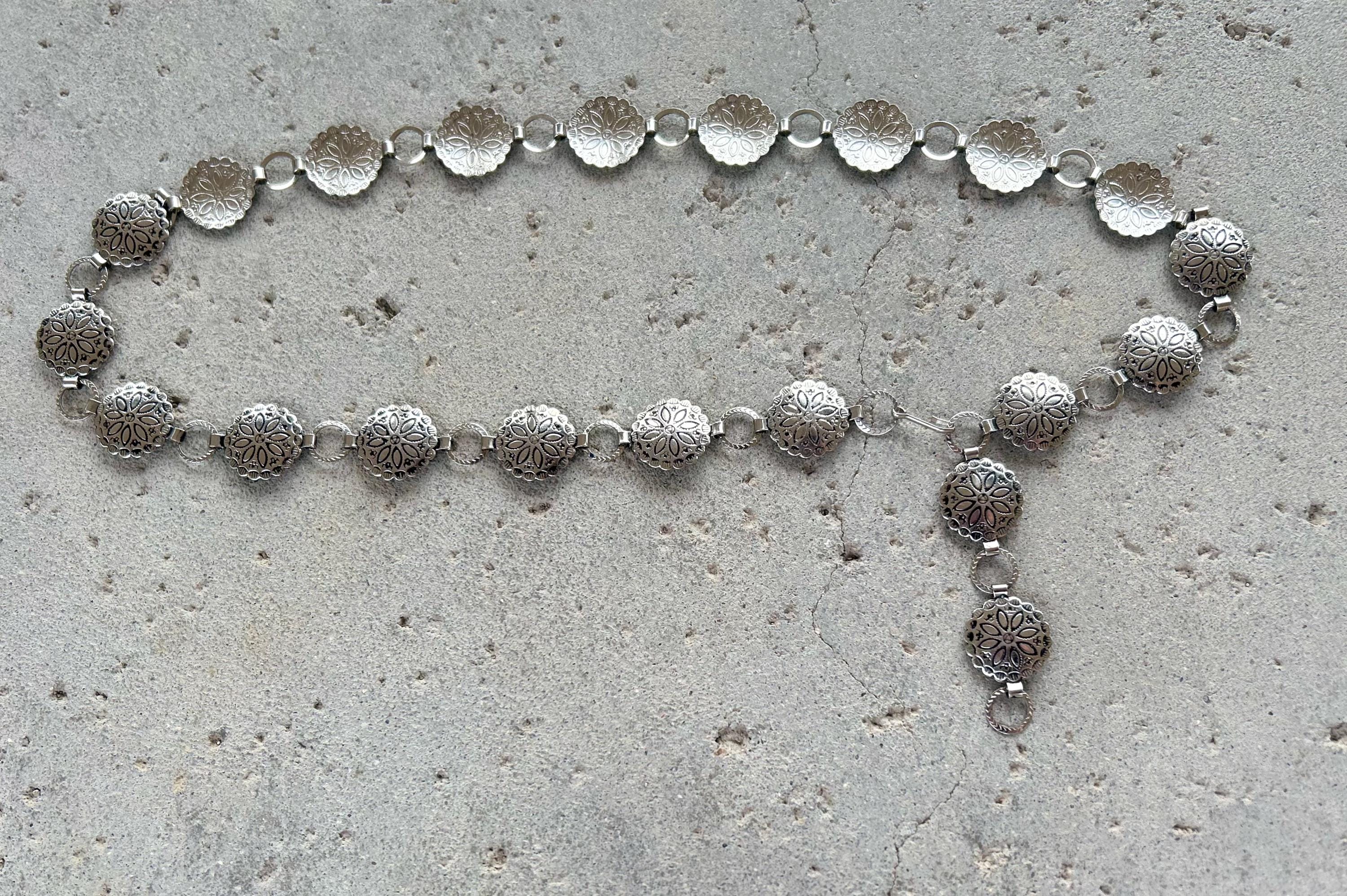 Vintage Southwestern Floral Concho Belt, Sterling Silver  display picture 2