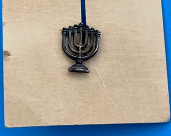 1940s Tiny Menorah Tie Tack or Lapel Pin • Vintage Hebrew Tie Pin • Jewish Gifts