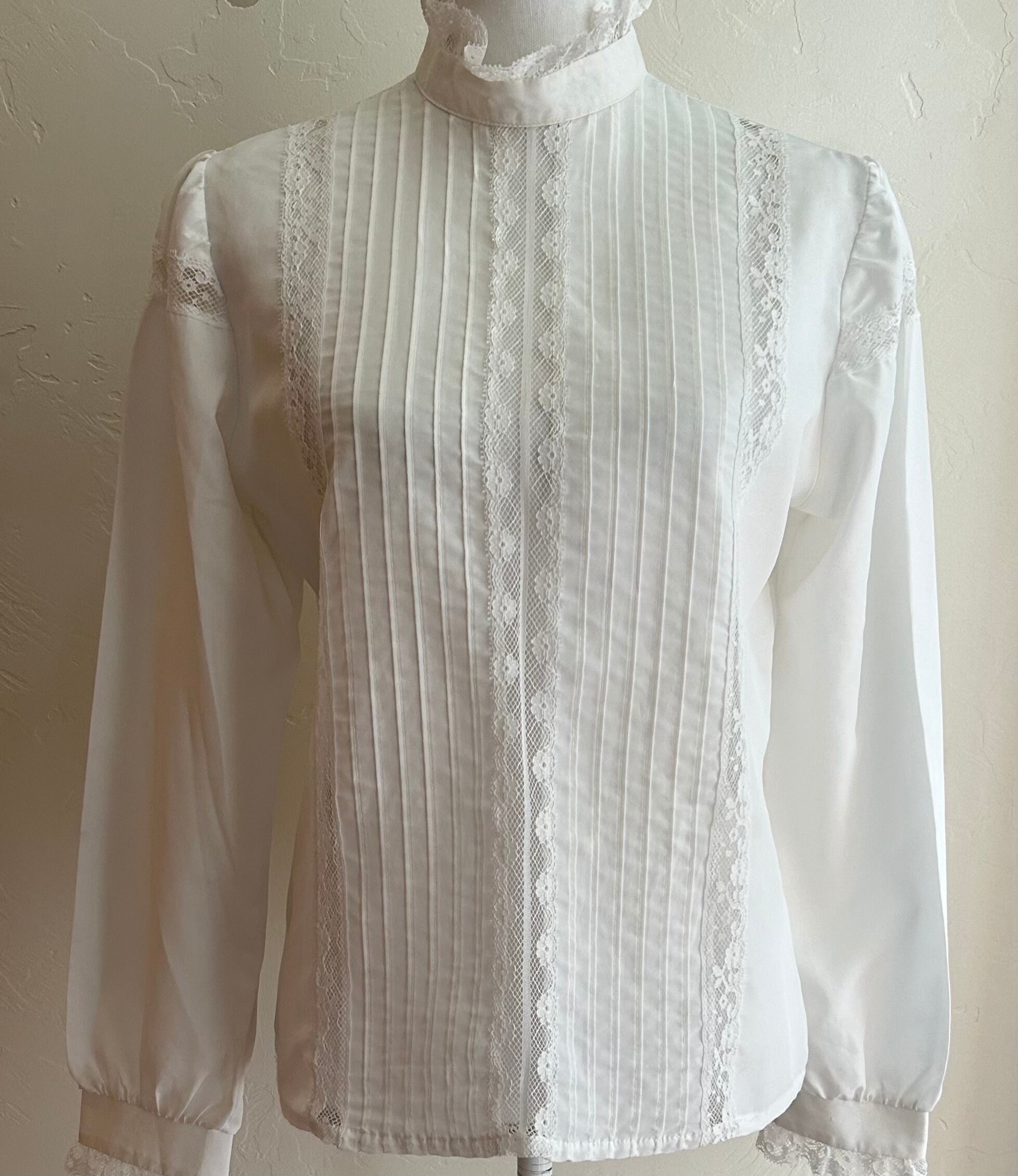 1980s White Blouse With Lace Detailing (medium) • 3rd