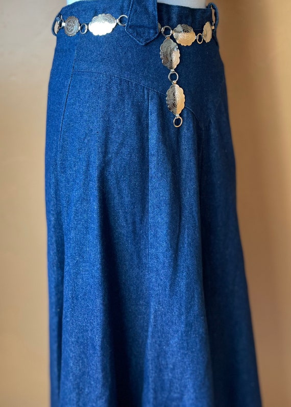 Western Jean Skirt with Concho Belt • Long Denim … - image 8