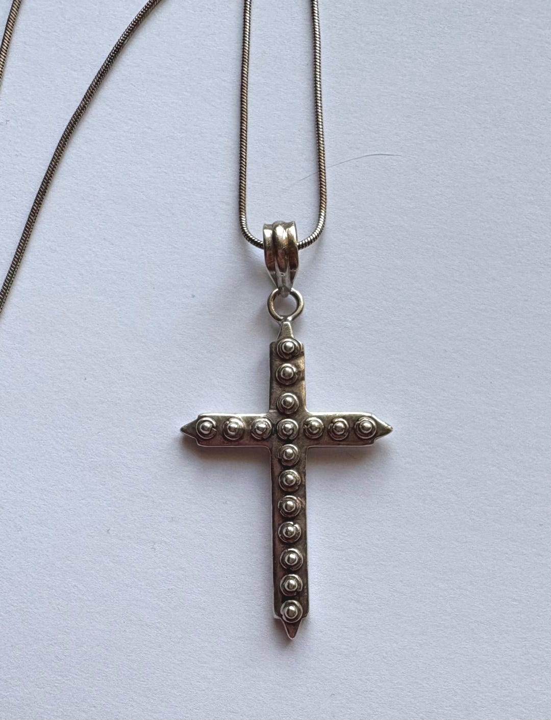 Vintage Mexican Sterling Silver Studded Cross Pendant • 20" Chain - Etsy