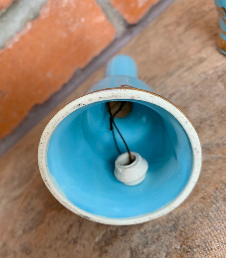 Midcentury Cincinnati Ohio Bell Salt & Pepper Shakers Light Blue Bell Shaped Shakers With Gold