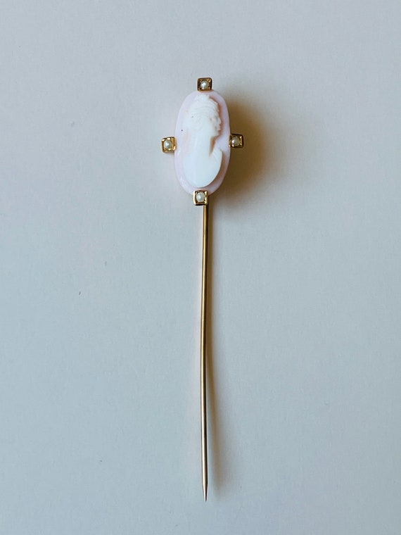 1920s- 1930s Cameo Stick Pin or Lapel Pin • Genuin