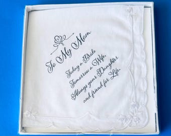 Embroidered Cotton Handkerchief • Mother of The Bride Wedding Gift