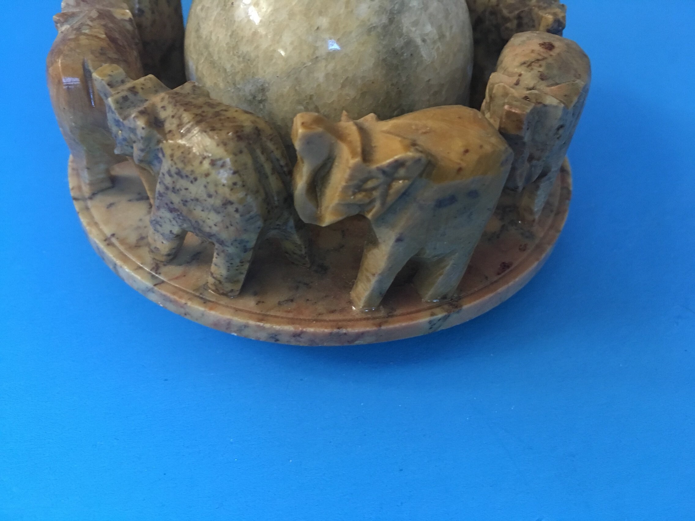 Hand Carved Marble Elephant Display Piece With Polished Marble Etsy